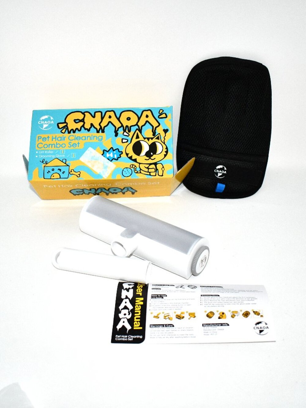 CNAOA Pet Hair Removal Set, Glove & Reusable Roller, Fur Remover, NWT